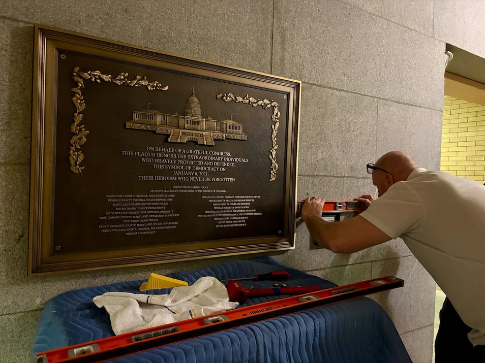 Long-delayed Jan. 6 plaque honoring police quietly erected overnight at Capitol