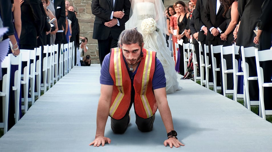 Bezos Wedding Guests Delighted By Amazon Worker With Ring Tied To Collar Crawling Down Aisle
